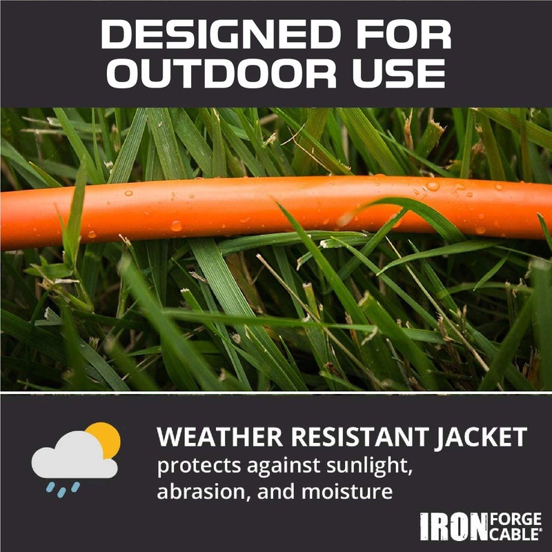 IRON FORGE CABLE 50 Ft Orange Extension Cord - 16/3 SJTW Heavy Duty Outdoor Extension Cable with 3 Prong Grounded Plug for Safety - Great for Garden & Major Appliances - Image 4